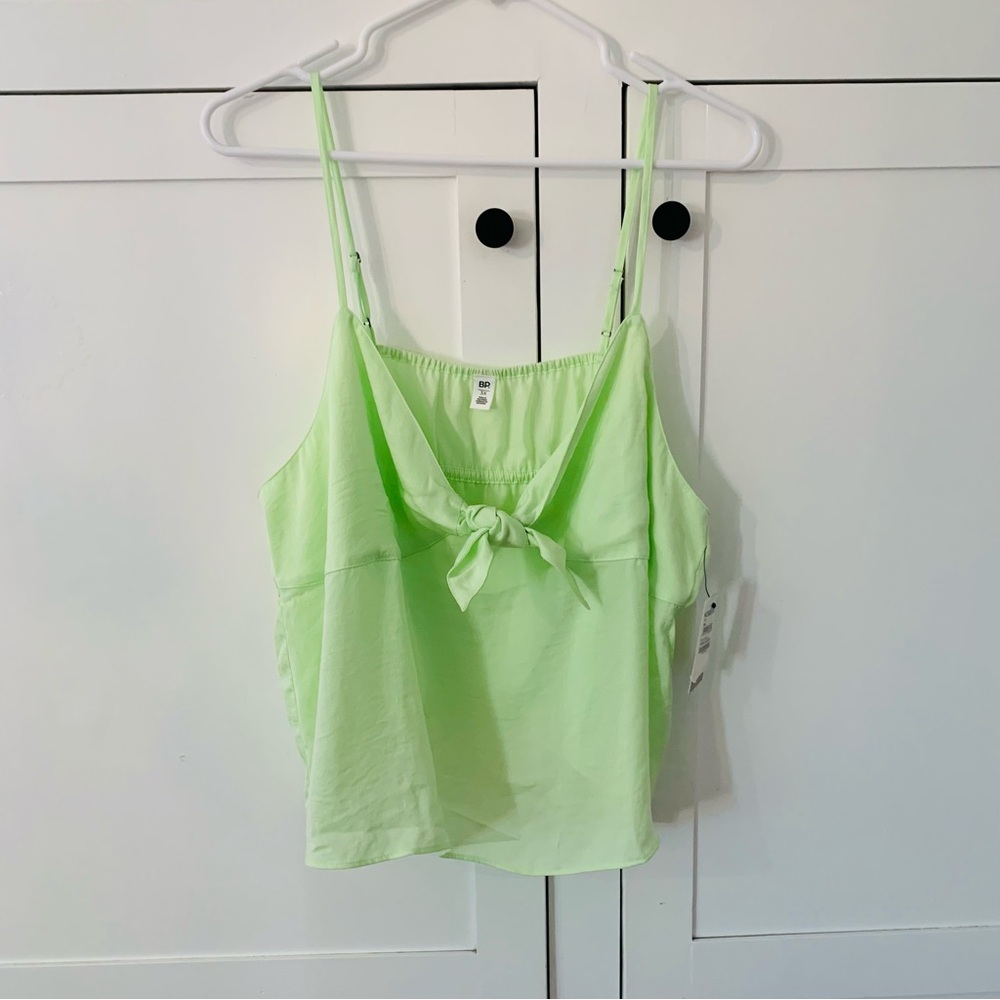 BP Lime Green Cream Front Tie Knot Crop Top Size 3X
